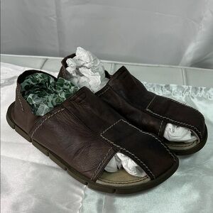 Diesel Men's Dark Brown Leather Open-Toe Slide Sandals